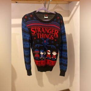Stranger Things Black and Blue Crewneck Sweater